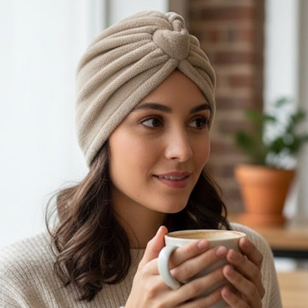 Guillaume Women's Tan Turban Hat Hair Wrap One Size